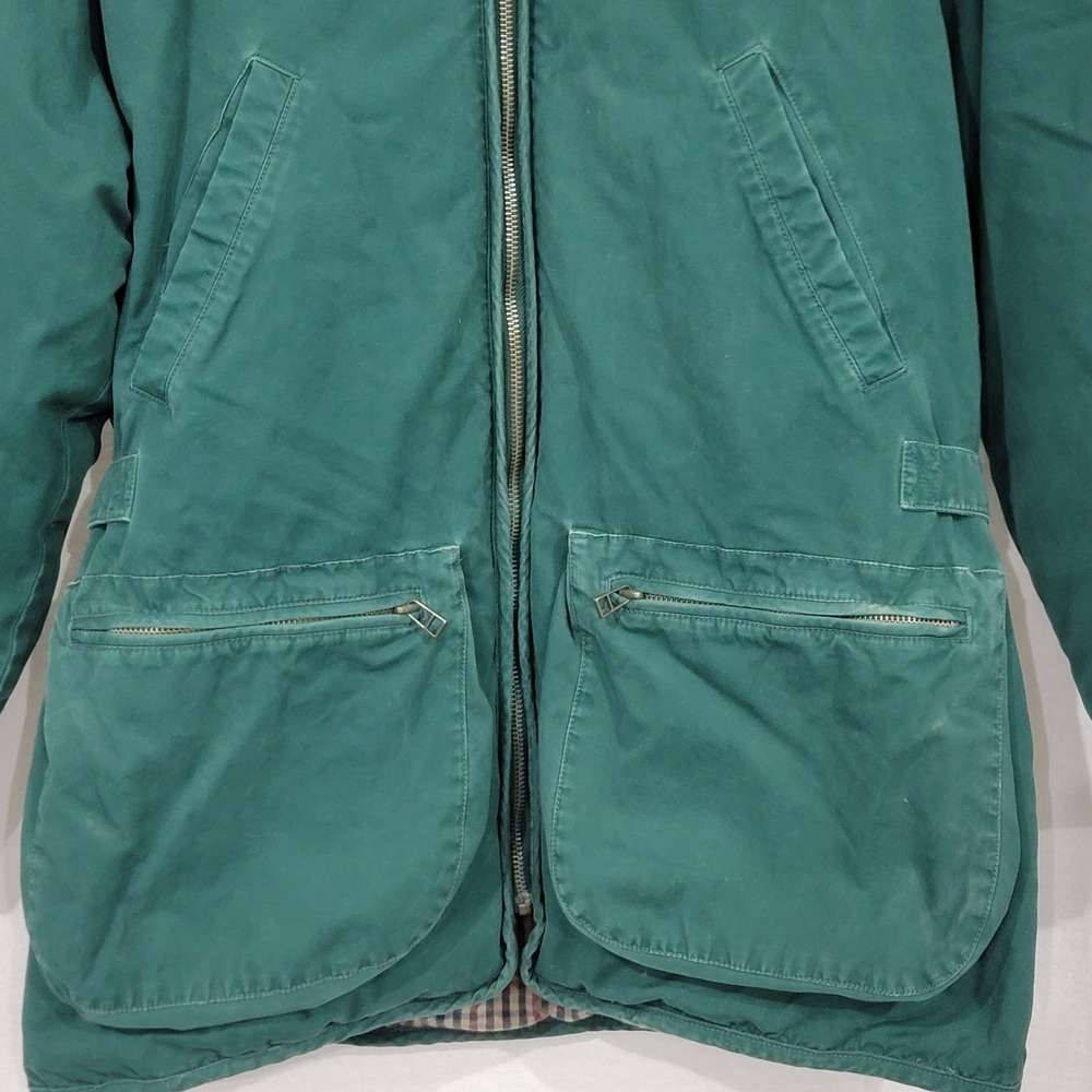 VTG Eddie Bauer Goose Down Jacket Small Women Green Cotton Leather, Hiking Chore - Picture 3 of 16